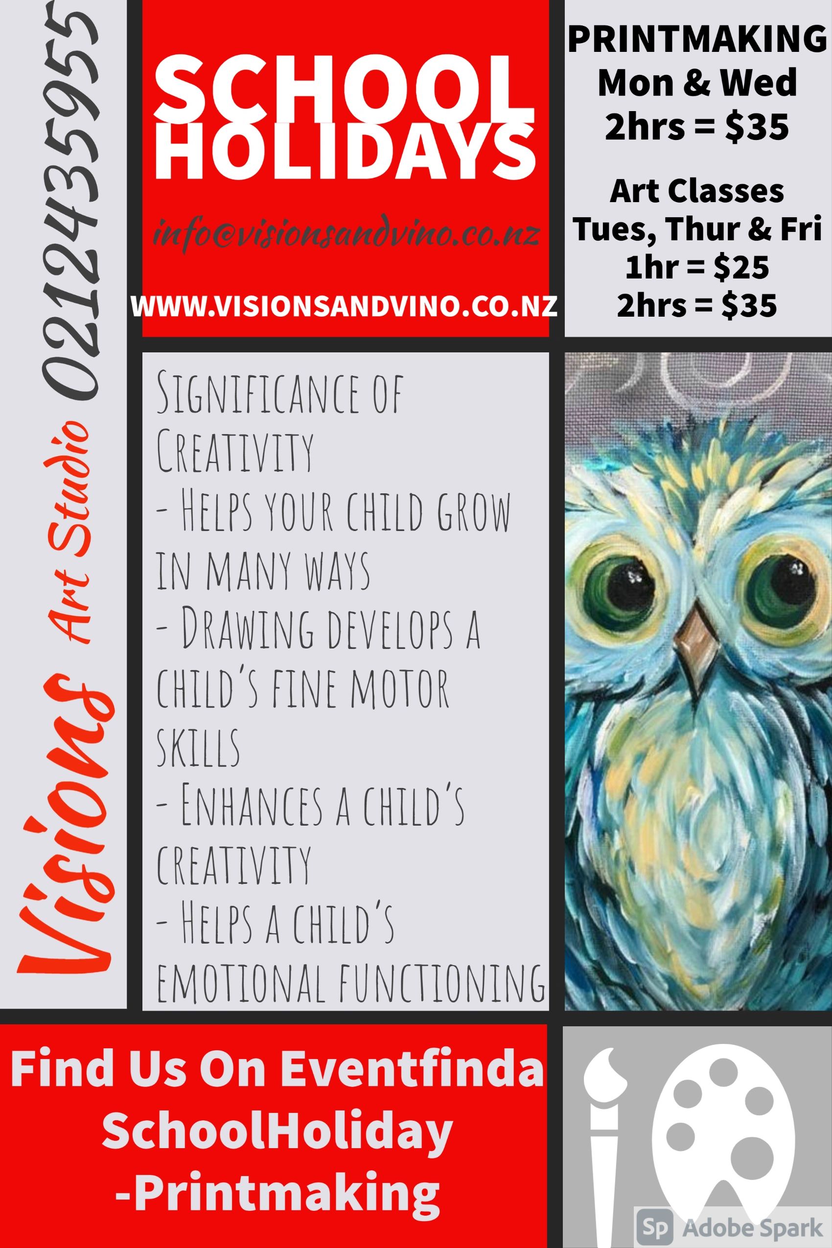 Children School Holiday Art Classes 5yrs to 16yrs